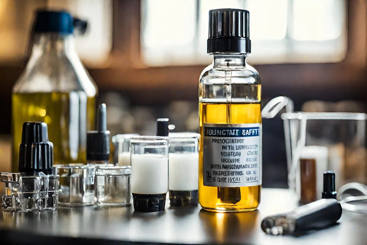 Essential ingredients for coconut cake vape juice, including VG, PG, and flavor concentrates.