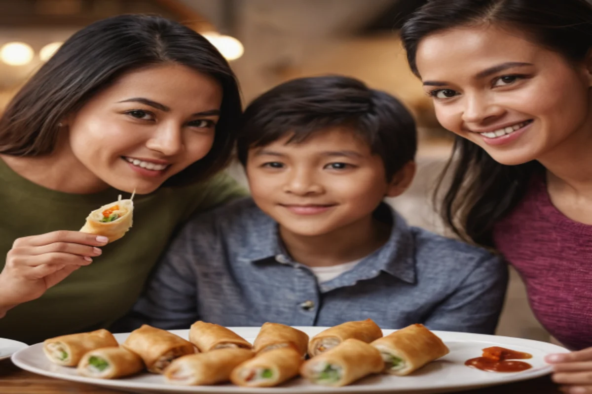 Group of people enjoying Costco Spring Rolls at a family gathering