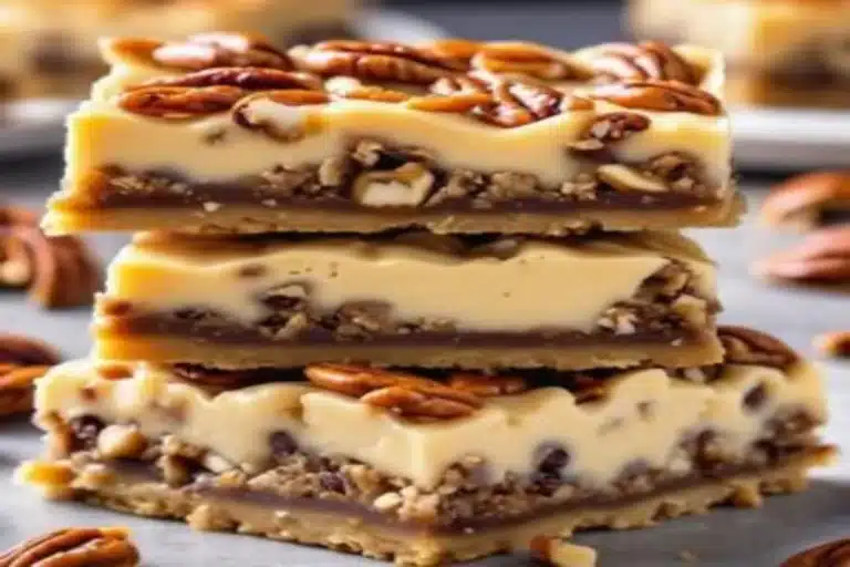 Homemade Caramel Pecan Delight Bars
