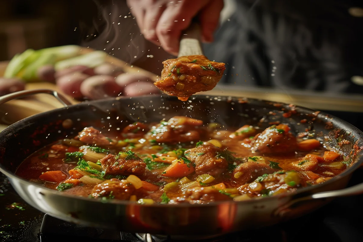 Step-by-step preparation of Chicken Souse captured in ultra-realistic 4K, showcasing the vibrant colors and textures.