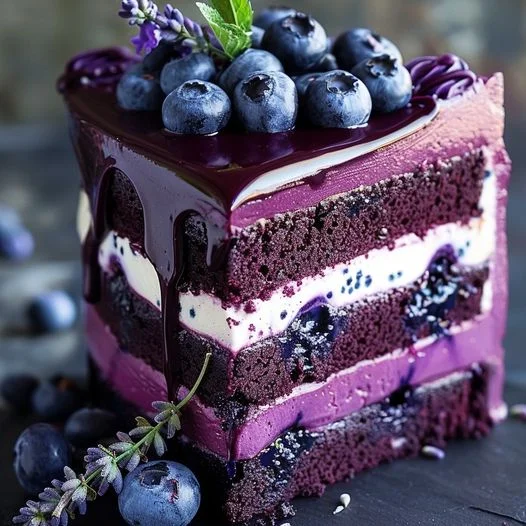 Blueberry Cocoa Dessert, Chocolate Blueberry Cake, Blueberry Chocolate Gateau
