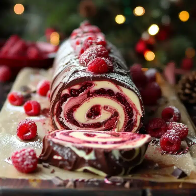 Chocolate Raspberry Yule Log Cake