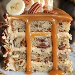 Banana Pecan Caramel Cake Recipe | Delicious Layers