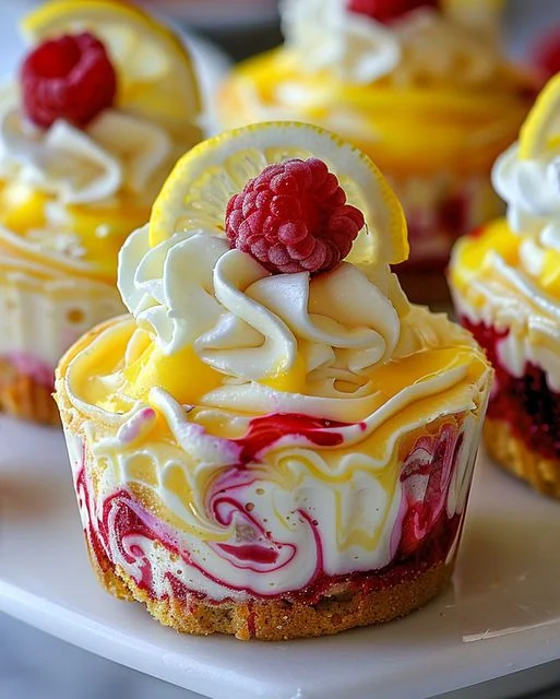 Lemon Raspberry Swirl Cheesecake Cups Recipe - Easy & Delicious