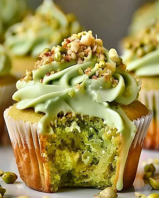 Pistachio Cupcakes with Vanilla Buttercream Frosting