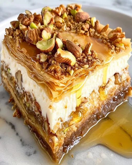 Honey Baklava Cheesecake Recipe - Delicious Dessert