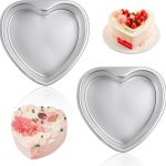 2Pcs Heart Shape Cake Pans, Aluminum Heart Cake Mold, Reusable 10 inch