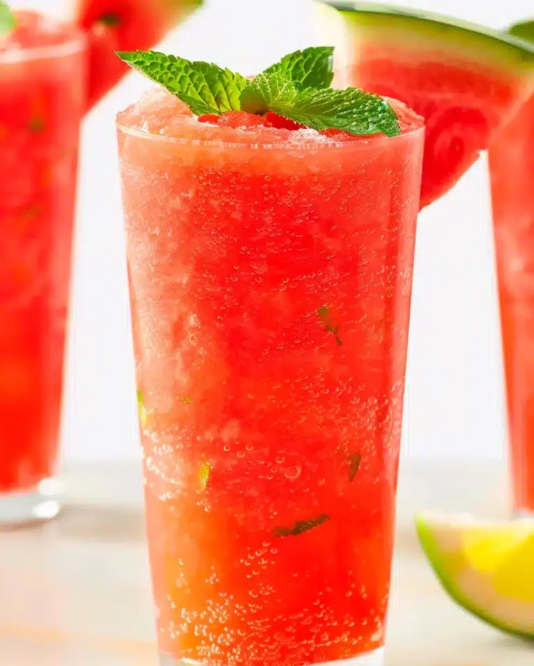 Enjoy a refreshing Summertime Watermelon Bliss Slush, the perfect summer treat. Quick and easy recipe for a cooling delight on hot days!