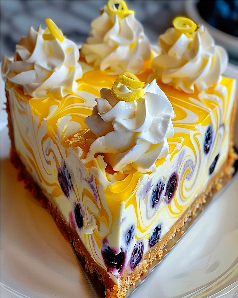 Lemon Blueberry Swirl Cheesecake Recipe - Easy & Delicious