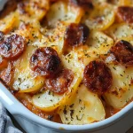 Rustic Potato Gratin with Chorizo and Tomato Béchamel