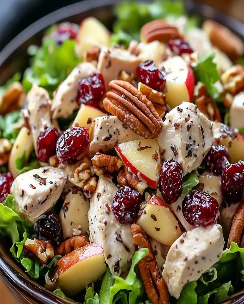 Festive Chicken Salad with Cranberries, Pecans, and Apples