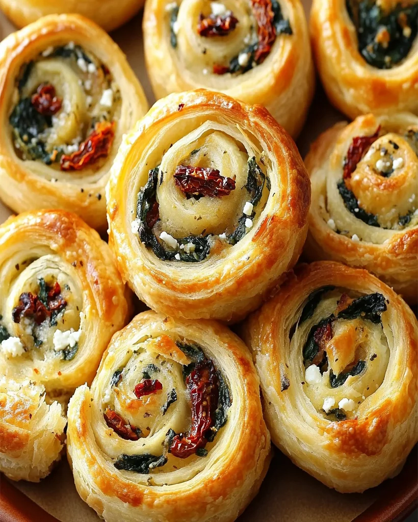 Savory Mediterranean Puff Pastry Spirals Recipe