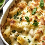 Creamy Chicken Spinach Pasta Bake with Fontina Cheese