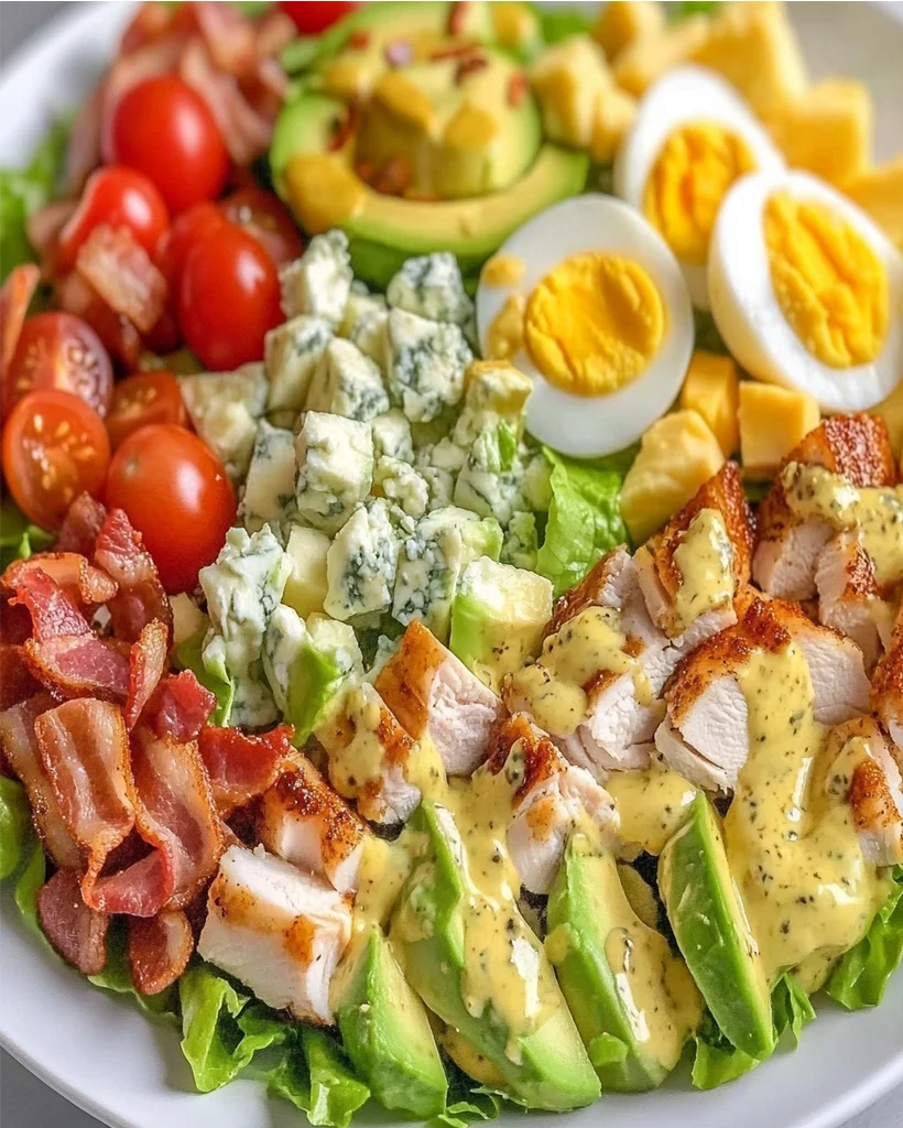 Cobb Salad Recipe with Creamy Mustard Dressing