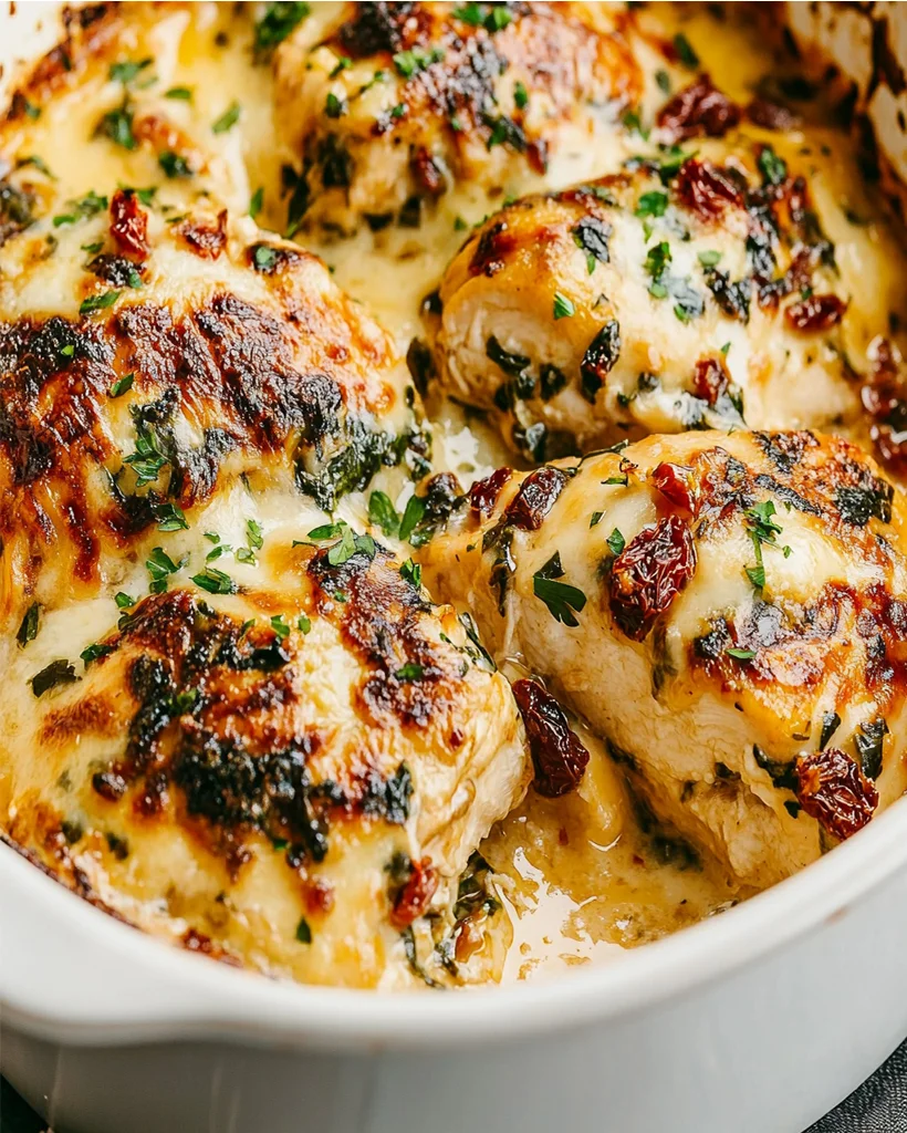 Creamy Baked Tuscan Chicken Delight | Easy Recipe