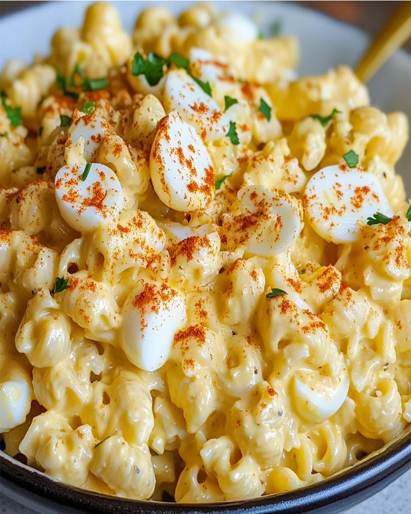 CREAMY DEVILED EGG PASTA DELIGHT