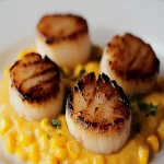 Golden Seared Scallops with Smoky Sweet Corn Cream Recipe