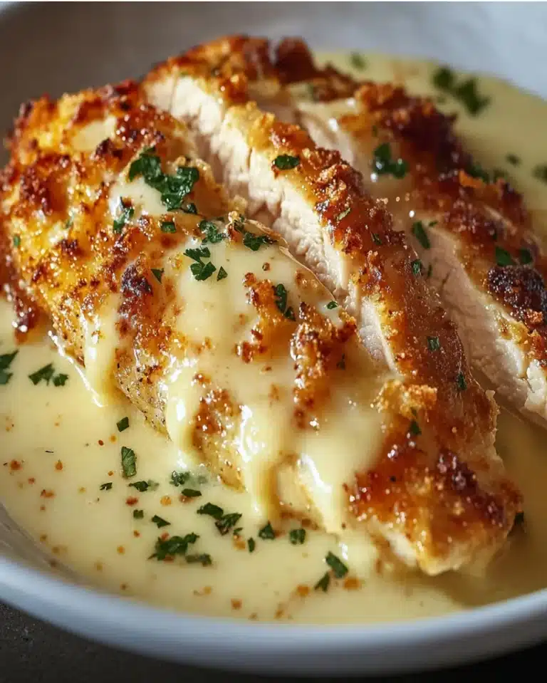 Parmesan-Encrusted Chicken with Creamy Cheese Sauce Recipe