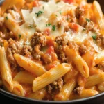 Creamy Rotel Pasta with Spiced Ground Beef and Cheddar