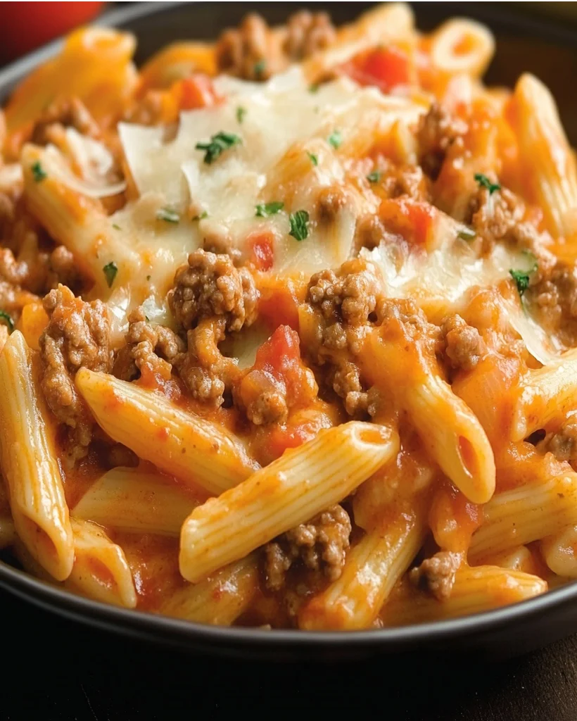 Creamy Rotel Pasta with Spiced Ground Beef and Cheddar