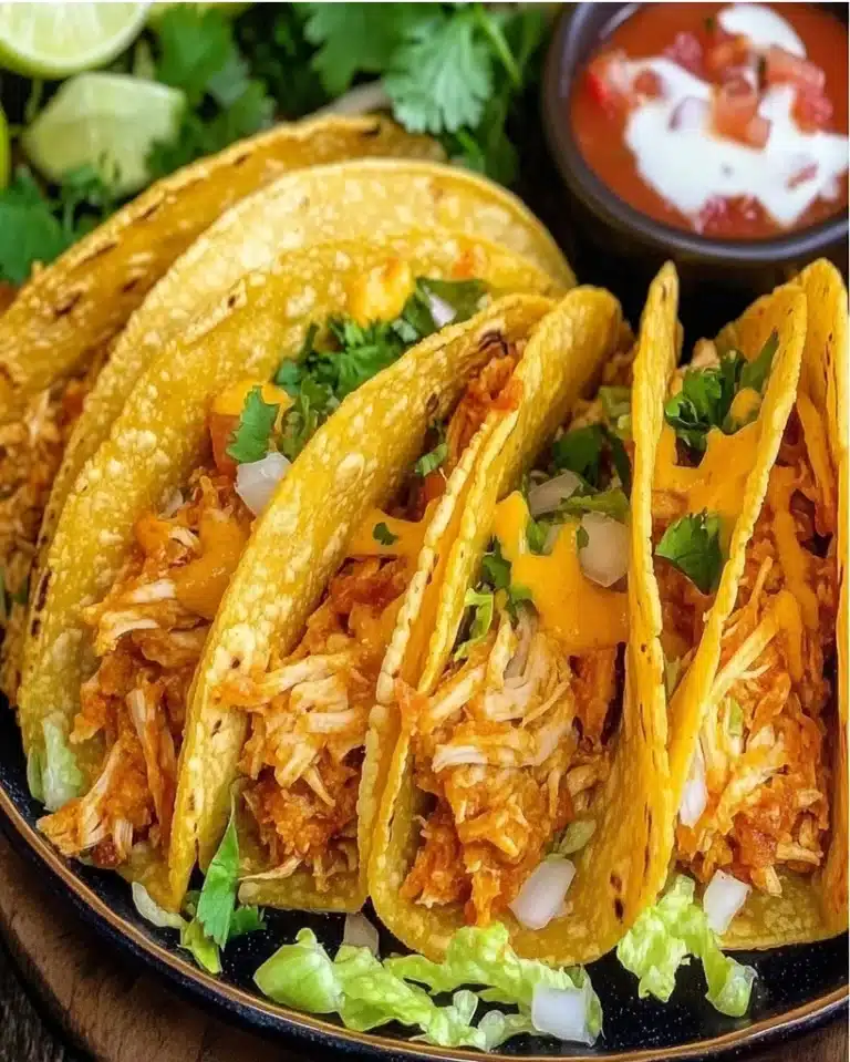 Golden Crispy Shredded Chicken Tacos Recipe | Easy & Tasty