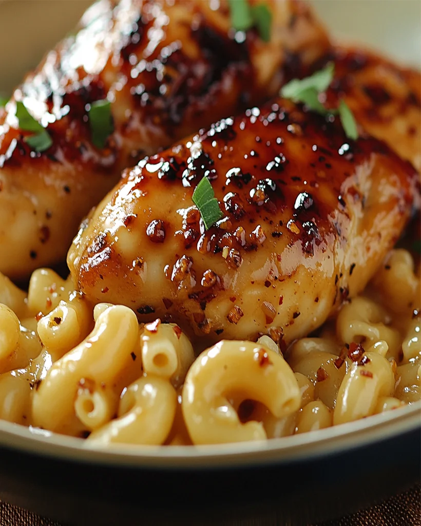 Zesty Honey Pepper Chicken with Cheesy Macaroni Bliss