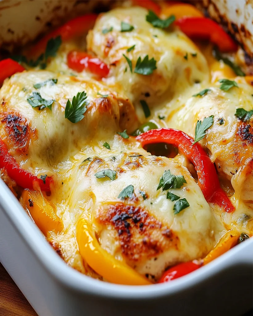 Savory Chicken Casserole with Cheese & Bell Peppers Recipe