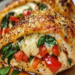 Stuffed Chicken with Mozzarella, Spinach & Peppers Recipe