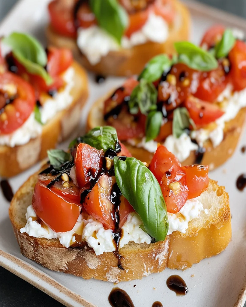 Gourmet Bruschetta with Goat Cheese & Balsamic Drizzle