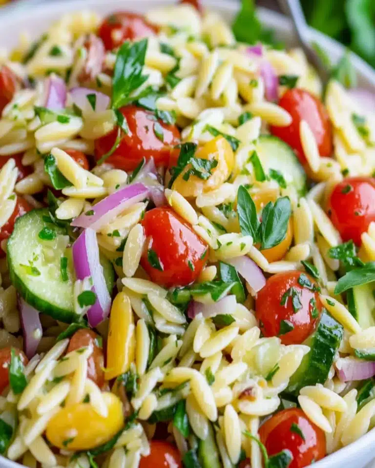 Zesty Lemon Orzo Salad Recipe with Fresh Veggies