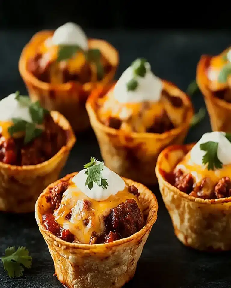 Savory Beef Enchilada Cups - Easy Crispy Tortilla Base
