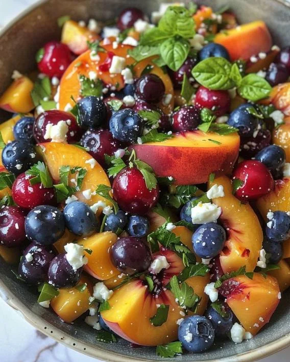 Blueberry Peach Feta Salad - Refreshing Summer Recipe