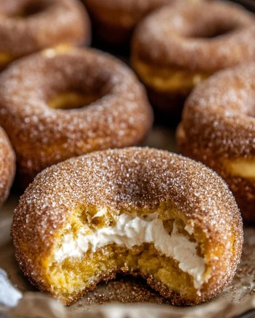 Pumpkin Cinnamon Donuts with Cream Cheese Filling