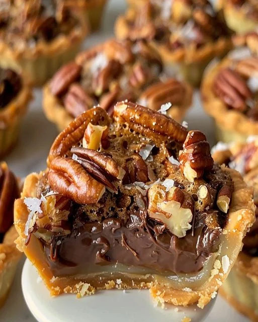 Mini Pecan Chocolate Caramel Tarts - Easy Dessert Recipe