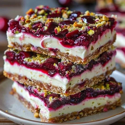 Cherry Pistachio Cheesecake Bars Recipe – Easy & Delicious