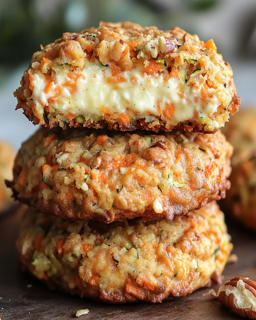 carrot zucchini cake cookies with cream cheese filling