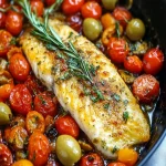 Juicy Fish Seared and Baked with Tomatoes & Olives