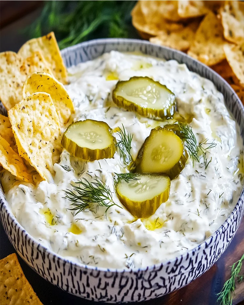 Dill Pickle Dip Recipe | Easy Tart and Chunky Appetizer