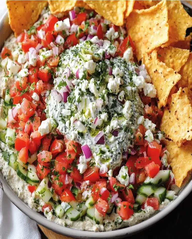 Mediterranean Layered Delight with Crispy Pita Chips