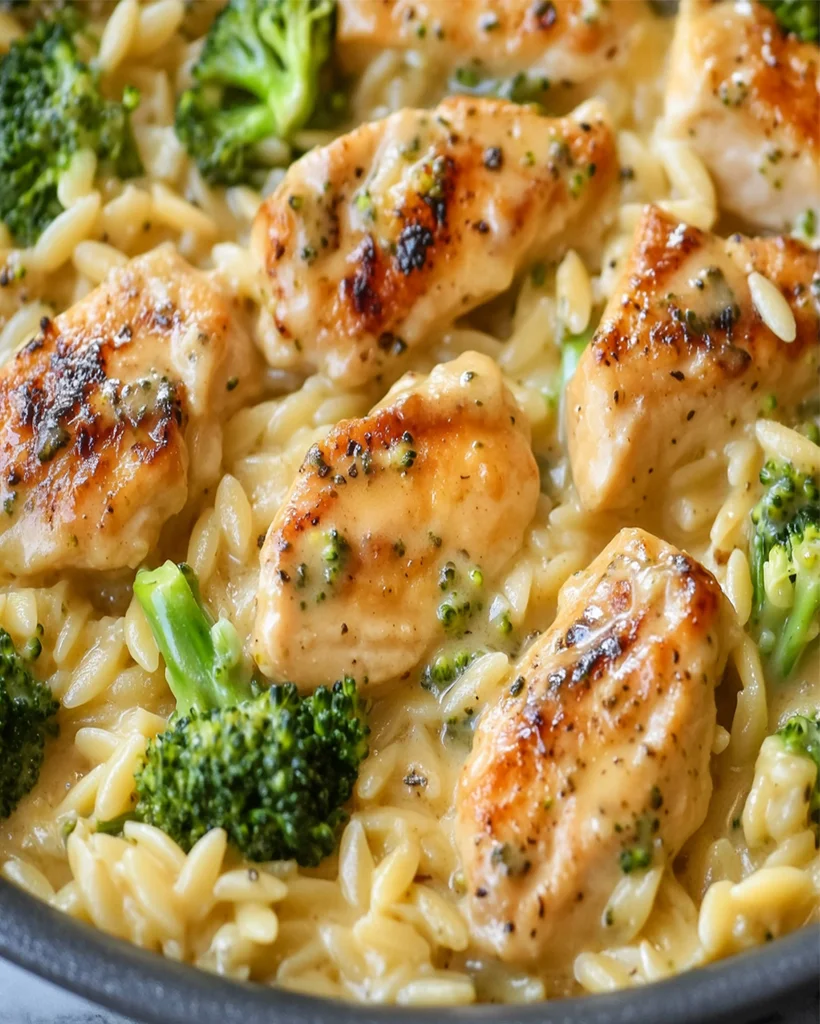 Creamy Chicken and Orzo Recipe with Broccoli & Cheddar