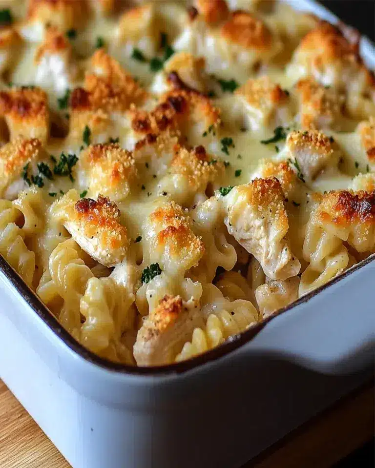 Creamy Garlic Alfredo Chicken Casserole Recipe