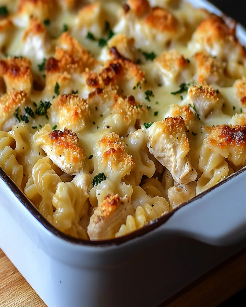 Creamy Garlic Alfredo Chicken Casserole Recipe