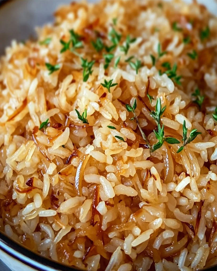 Savory Caramelized Onion Rice with Thyme Recipe