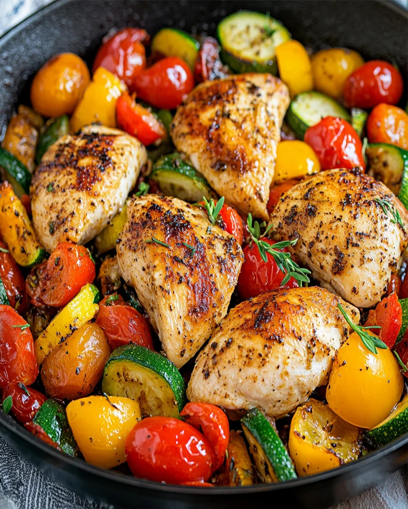 Savory Skillet Chicken with Balsamic Veggies Recipe