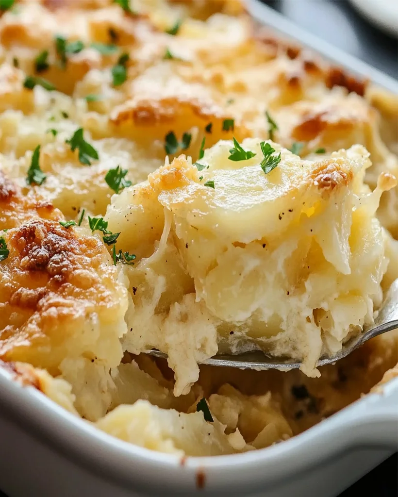 Creamy Cheddar Potatoes Romanoff Recipe | Easy Comfort Food