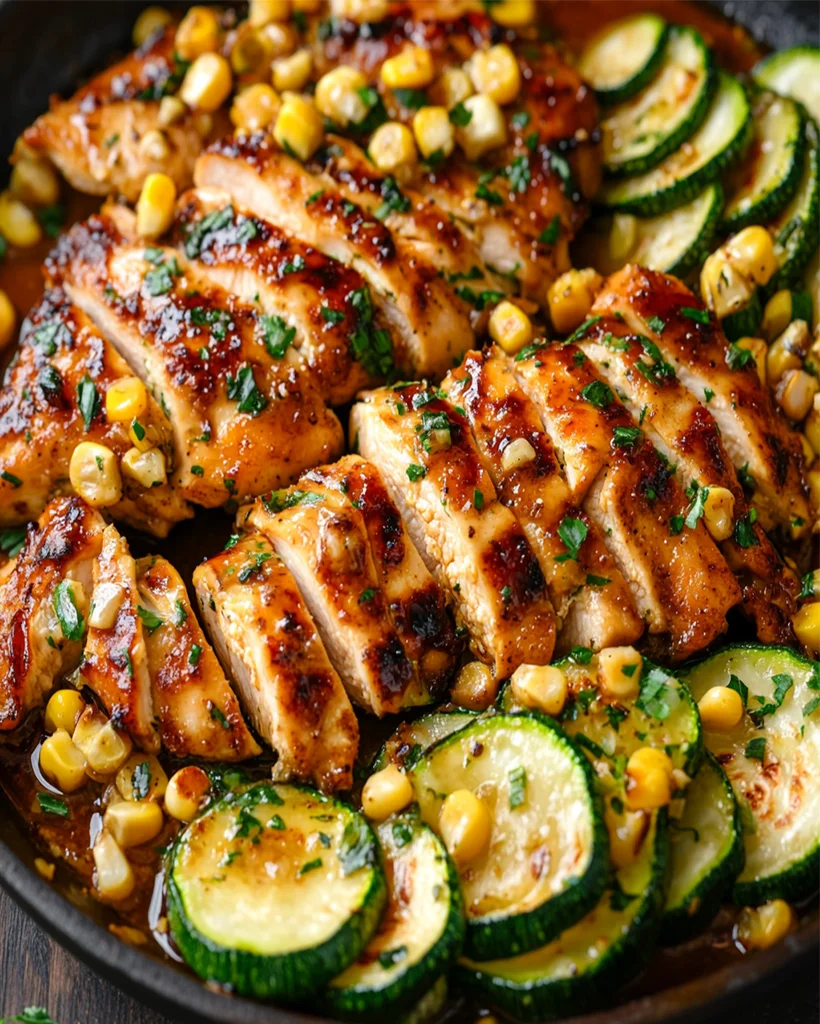 Garlic Butter Chicken with Zucchini & Corn - Easy Recipe