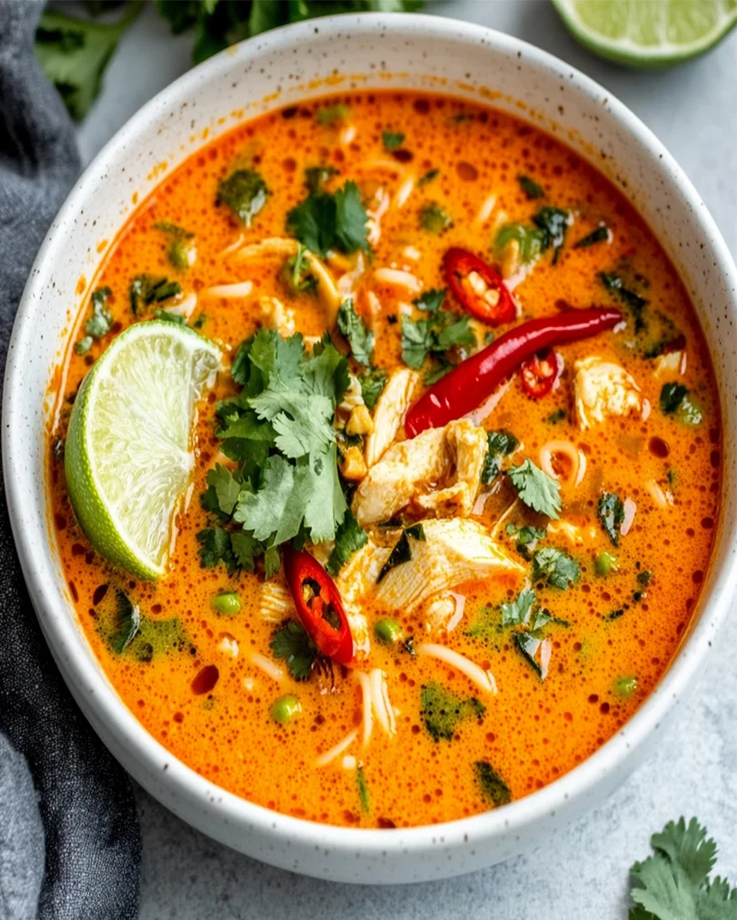 Spicy Thai Noodle Soup with Coconut and Lime