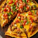 Crispy Mexican Pizza with Seasoned Beef & Refried Beans