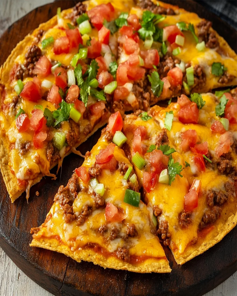 Crispy Mexican Pizza with Seasoned Beef & Refried Beans