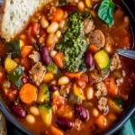 Sausage and Pesto Minestrone Soup - Hearty & Flavorful